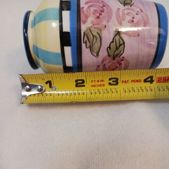 WCL Flower Bud Vase Colorful ROSE Pattern Whimsical  Flowers Striped CIRCUS Vntg - Picture 9 of 14